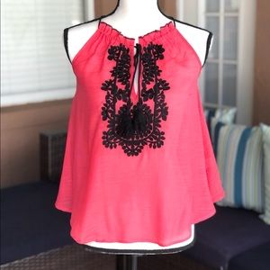 THML Pink Embroidered Sleeveless Blouse